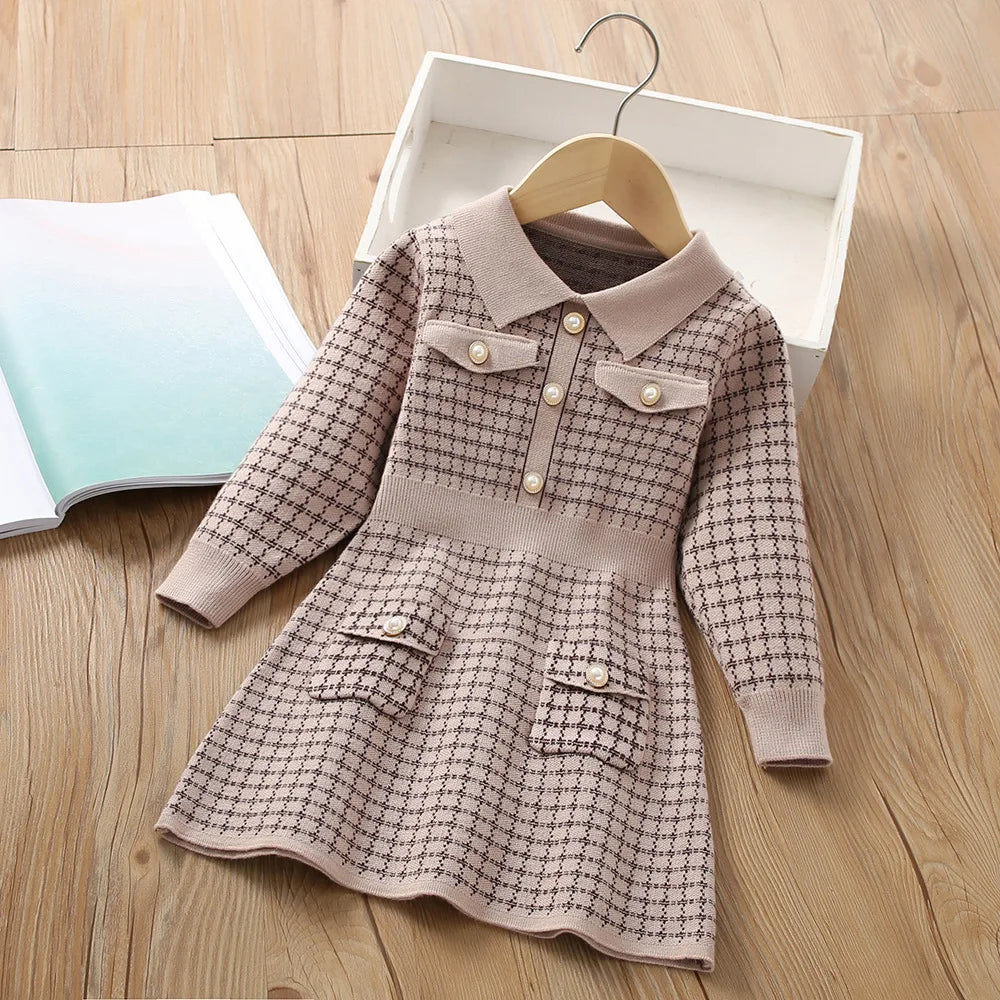 Girls Dress Winter Knitting Sweater Dress Autumn Long Sleeve Princess Dress Vestidos Warm Toddler Girl Clothes Kids Clothing girls dresses