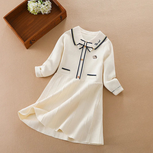 Children Girls Knitted Dresses  New Warm Sweater Dress Kids Clothing Long Sleeve Casual Dress Baby Girls dresses