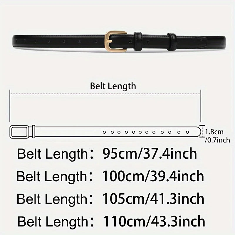 2Pcs Women's Belt Fashion Black Belt Retro Needle Buckle Jeans Belt Casual Strap Long Skirt Belt