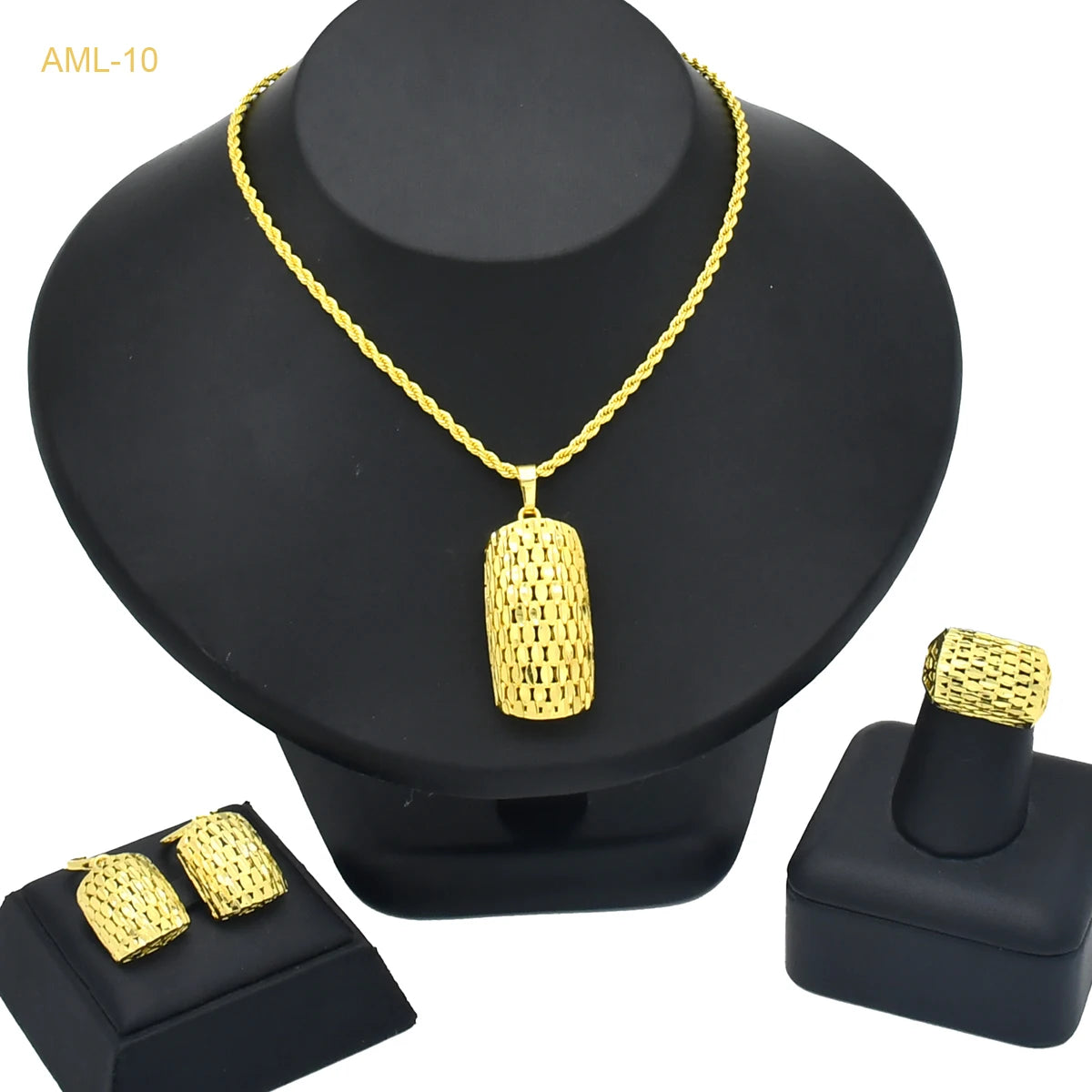 Dubai Gold Color Necklace Sets With Pendant for Women Ethiopian Bridal 3Pcs Jewelry Set Indian Jewellery Party Gifts 24k  indian jewellery