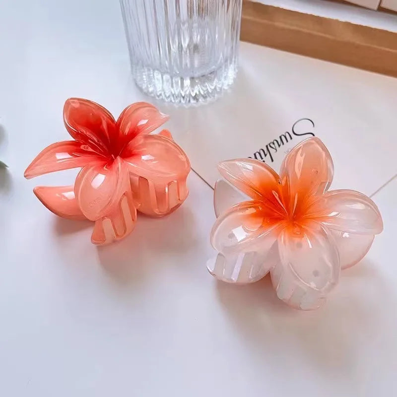 Six colors Gradient Flower Hair Styling Accessories Set Beach Style Hairpins Flower Claw Clips Hawaiian Style   hairclips