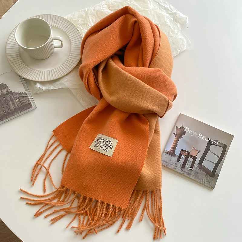 New Fashion Cashmere Scarf Warm Winter for Women Korean Style Knitted Solid Color Double Sided Wraps Neckerchief scarf and shawl