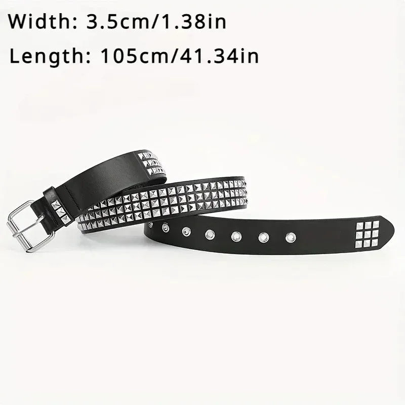 New Square Bead Rivet Belt Metal Pyramid Belt Men and Women Punk Hardware Jeans Belt Y2K Belt Designer Belt Women's Belt