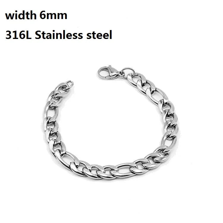 316L Stainless Steel Cuban Chain Bracelet for Men Women Figaro  Vintage Metal Viking Kpop Pulseras Emo Cute Luxury Jewelry Gift bracelete