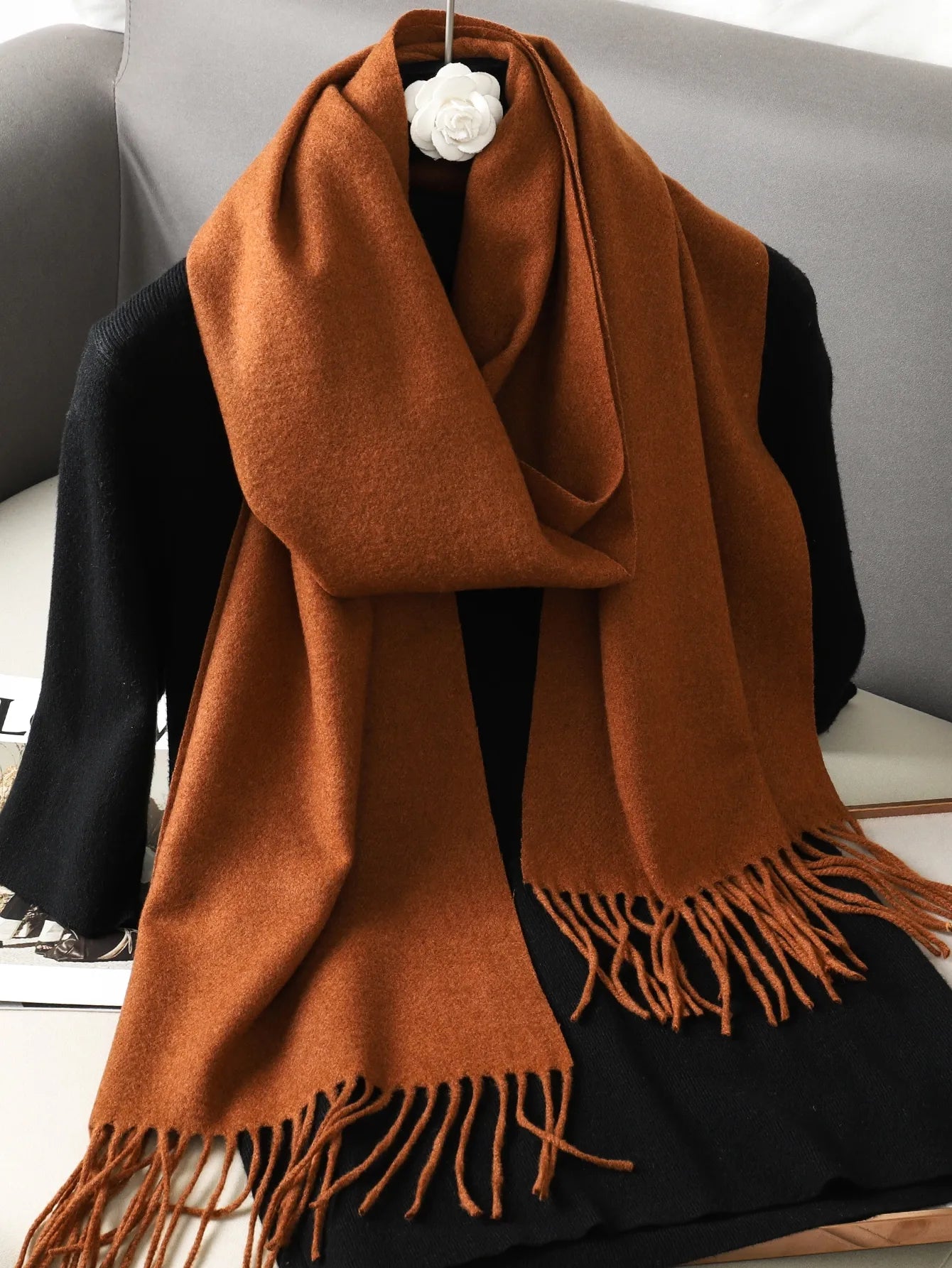 62Color Solid Women Winter Scarf Warm Thicken Cashmere Shawl Outdoor Fashion Luxury Tassels Pashmina Lady Wrap Windproof Scarves scarf and shawl