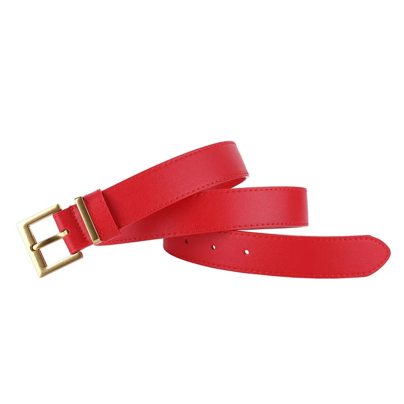 Women Luxury Brand Double Genuine Leather Belt, Casual Cowhide Suede Belts with Square Alloy Buckle for Jeans and Dresses belt