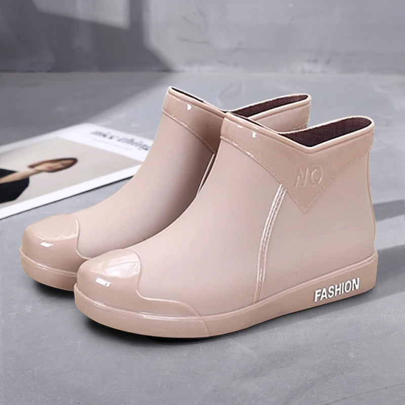 Rain， Boots，  ，New， Non-Slip Waterproof Short Tube Rubber Shoes Adult Rain Boots plus Velvet Warm Rain Shoes ankle boots