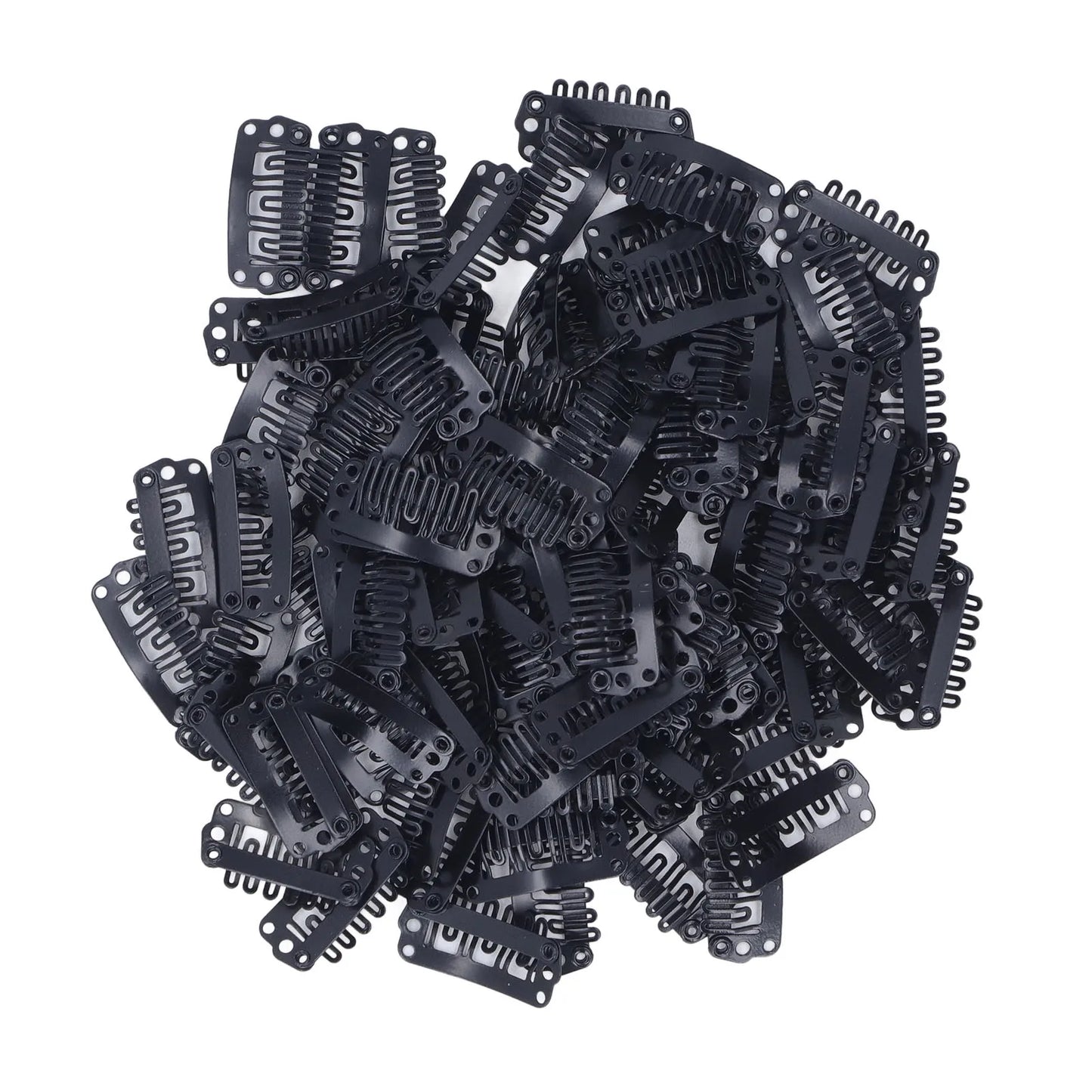 100pcs Wig Clips 2.3cm U Shape Wig Clips 6 Comb Teeth Stainless Steel Black Wig Accessories Snap Comb Clips for Hair Extension   hairclips