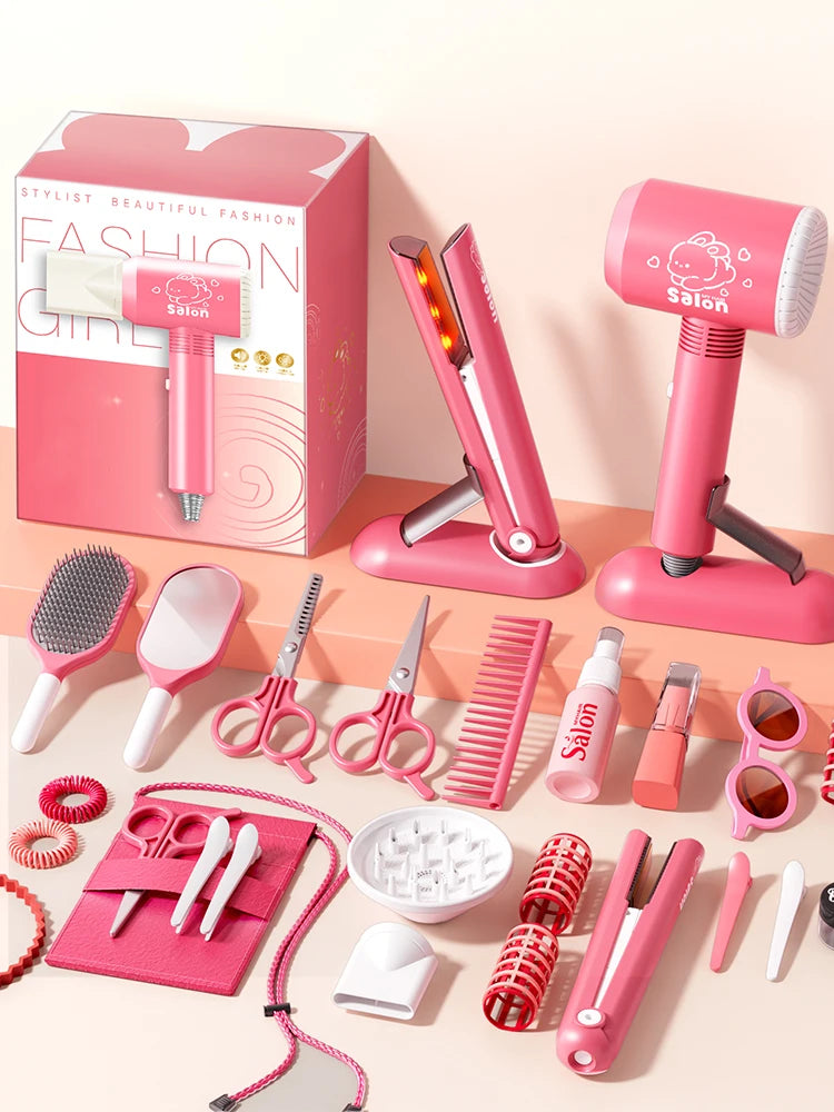 Kids Make Up Toys Simulation Haircut Kit Children's Hair dryer Role Playing Game Educational Toys For Girls Pretend Play Gifts kids makeup