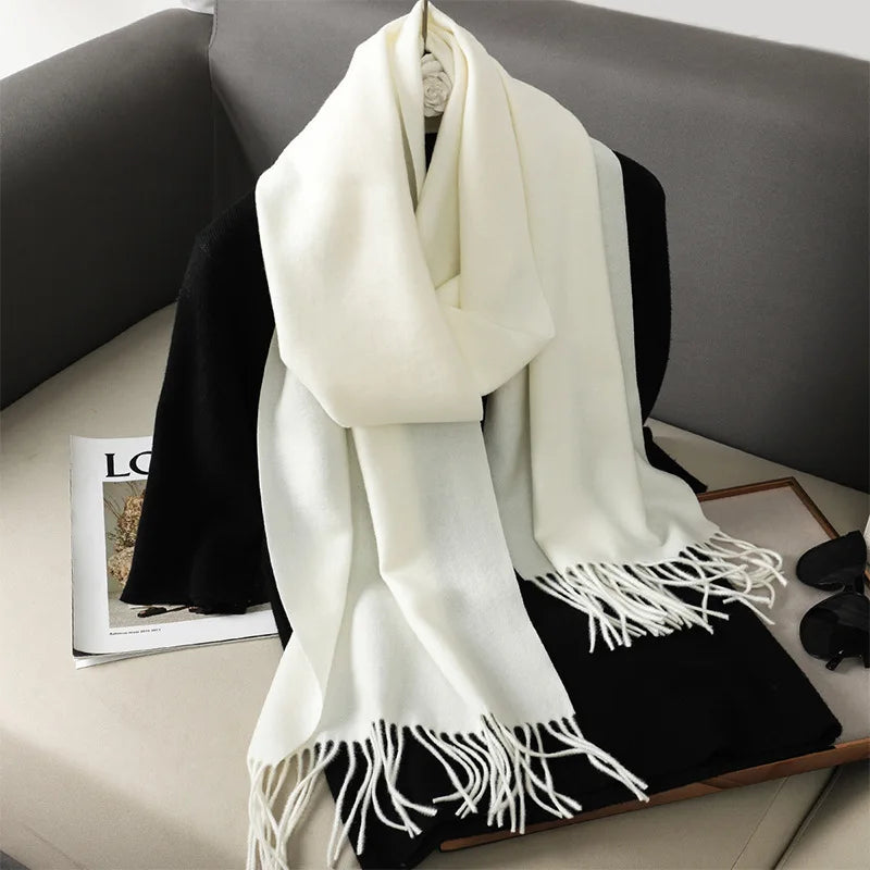 62Color Solid Women Winter Scarf Warm Thicken Cashmere Shawl Outdoor Fashion Luxury Tassels Pashmina Lady Wrap Windproof Scarves scarf and shawl