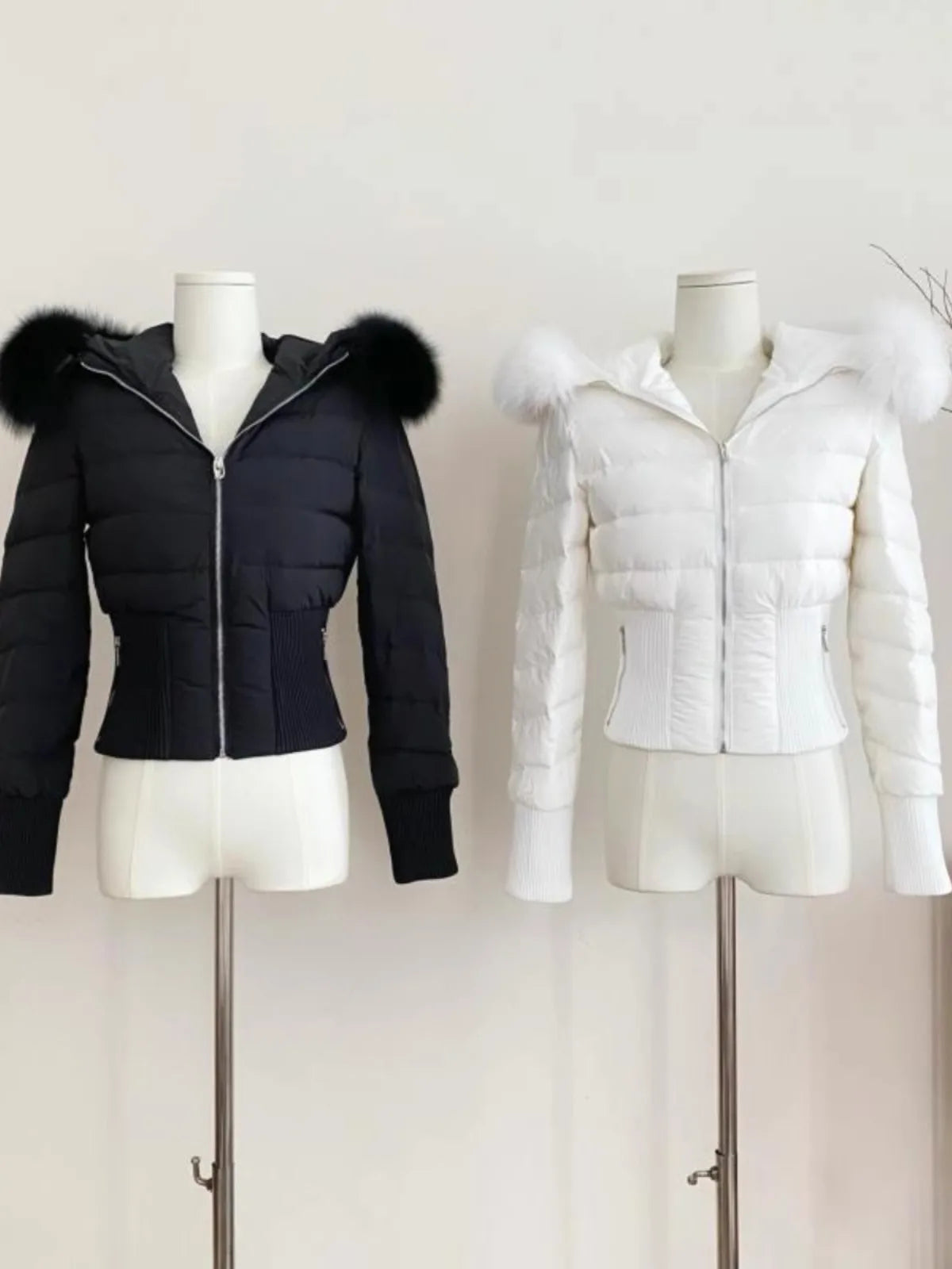 Winter Real Fox Fur Women White Goose Down 2000s Short Jacket Warm Puffer Female Outdoor Thick Cropped Y2k Fashion Parkas