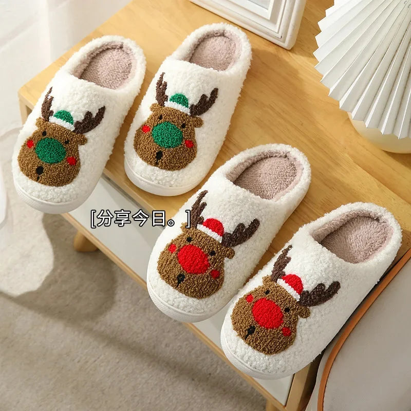 Slippers for Women Men Winter Cute Cartoon Home Non Slip Couple Floor Slides Indoor Plush slipper