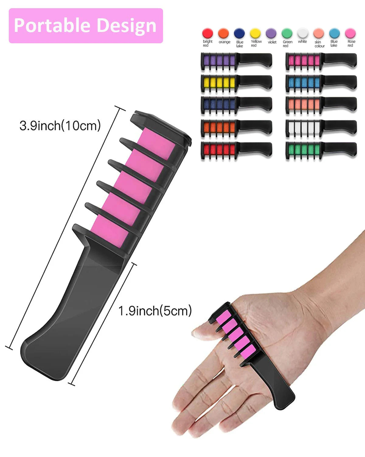 New Hair Chalk Comb Set For Kids Temporary Washable Hair Dye Comb Toy Pretend Play Makeup Gift For Girls kids makeup