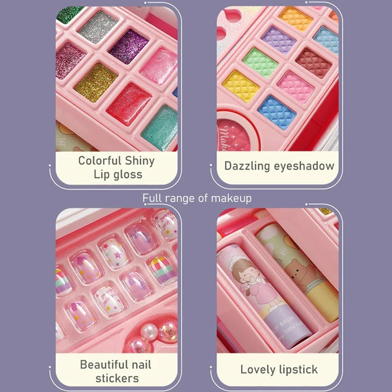 Kids Makeup Kit Little Girls 49 Pcs Washable Makeup Kit Real Girl Princess Make Up Kit with Cosmetic Case Play Set Birthday Gift kids makeup