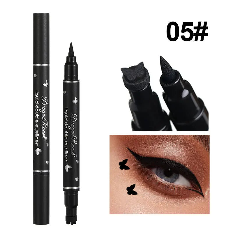 Dragon Ranee Double head Star Seal Eyeliner waterproof non-smudging novice heart plum embellished eye tail eyeliner eyes