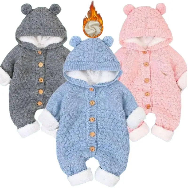 Newborn Baby Clothes Cardigan Hooded Rompers Autumn Winter Girl Boy Fashion Infant Costume Kids Toddler Cashmere Knit Jumpsuit infants boys