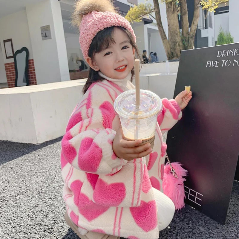 2 3 4 5 6 7 8 Years Plush Girls Jacket Autumn And Winter Keep Warm Outerwear Fashion Little Princess Christmas Coat Kids Clothes  girls jackets and coats