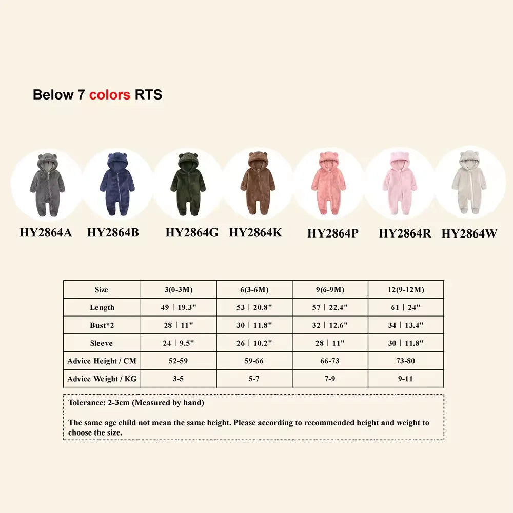 Winter Essentials Fleece Baby Clothes Romper Kids Boys Girls Pajamas Hooded Toddler Bodysuit Infant Jumpsuit Newborn Onesies infants boys