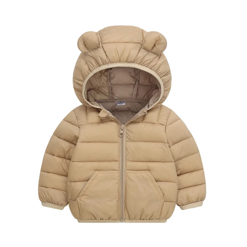 New Winter Down Warm Jackets Autumn Baby Thin Hooded Cotton Coats Girls Boys Cute Solid Outerwear 2-6 Years boys jackets and coats