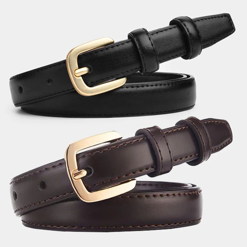 2Pcs Women's Belt Fashion Black Belt Retro Needle Buckle Jeans Belt Casual Strap Long Skirt Belt