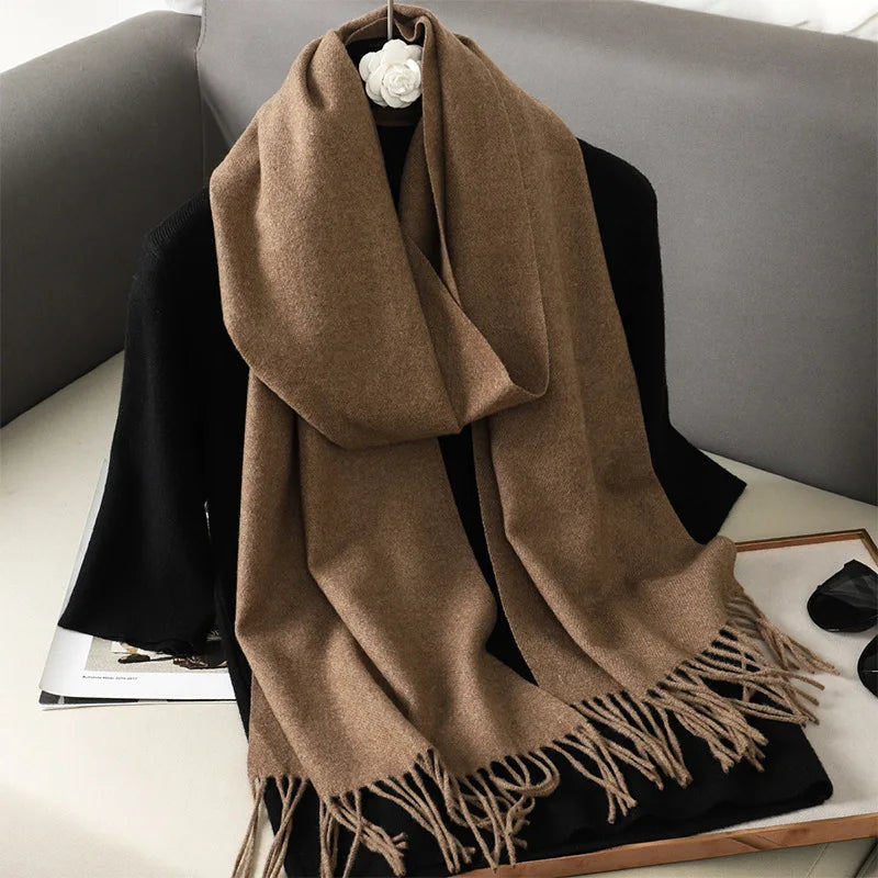 62Color Solid Women Winter Scarf Warm Thicken Cashmere Shawl Outdoor Fashion Luxury Tassels Pashmina Lady Wrap Windproof Scarves scarf and shawl