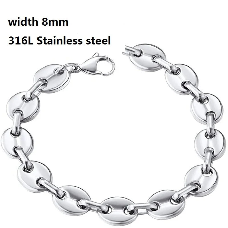 316L Stainless Steel Cuban Chain Bracelet for Men Women Figaro  Vintage Metal Viking Kpop Pulseras Emo Cute Luxury Jewelry Gift bracelete