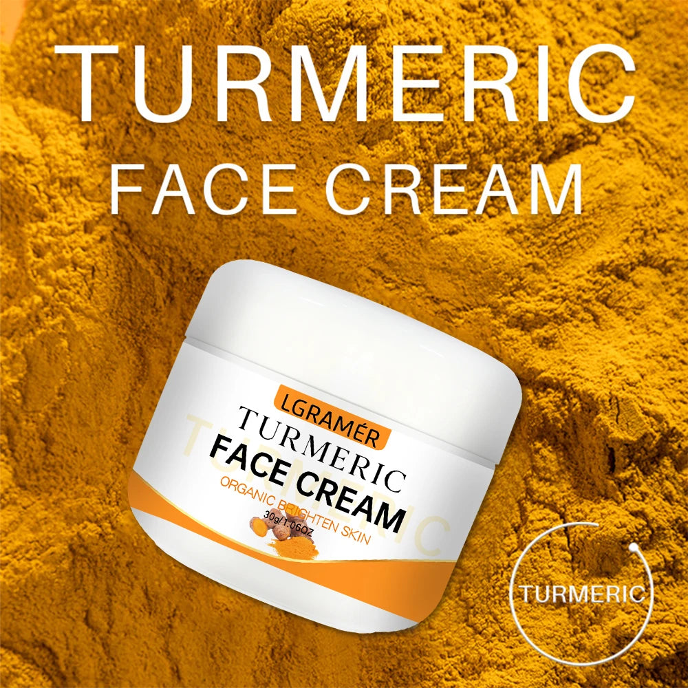 Turmeric Whitening Face Cream Wrinkle Removal Lighten Fine Lines Makes Skin Look More Youthful Birghten Moisturize Facial Care face care