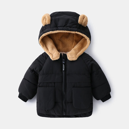 Korean Autumn Winter Children Boy Parkas Cartoon Bear Ears Little Girl Jacket Coat 1-6 Years Kids Boy Outerwear Outfit girls jackets and coats