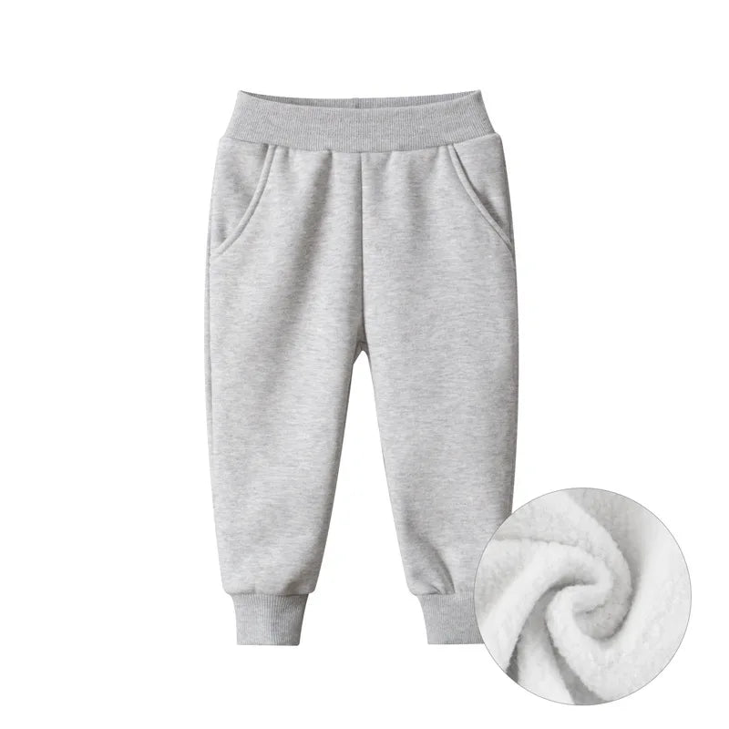 Plus Velvet Sports Pants Boys  Winter New Children Clothing Solid Color Kids Elastic Waist Sweatpant for Boy Trouser 2-9Y  bottom boys