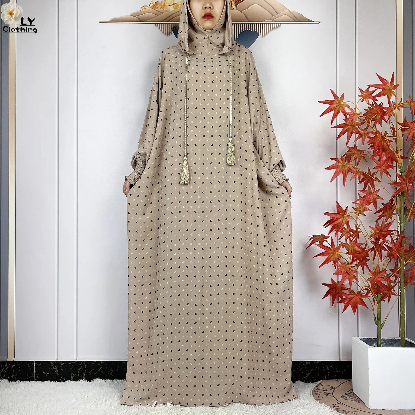 New Pure Cotton Ramadan Muslim Two-Hat Abaya Dubai Turkey Islam Prayer Clothes Loose Robe Islamic Women Traditional Clothing abaya