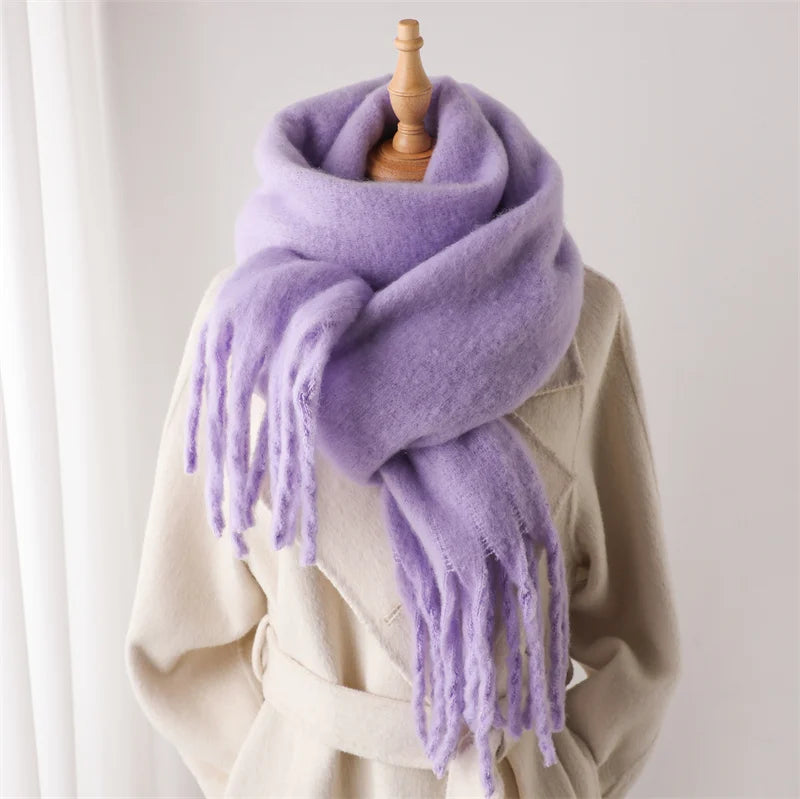 Winter Scarf for Women Cashmere Warm Solid Pashmina Blanket Wraps Female Thick Soft Bufanda Big Tassel Shawl Long Poncho Echarpe scarf and shawl