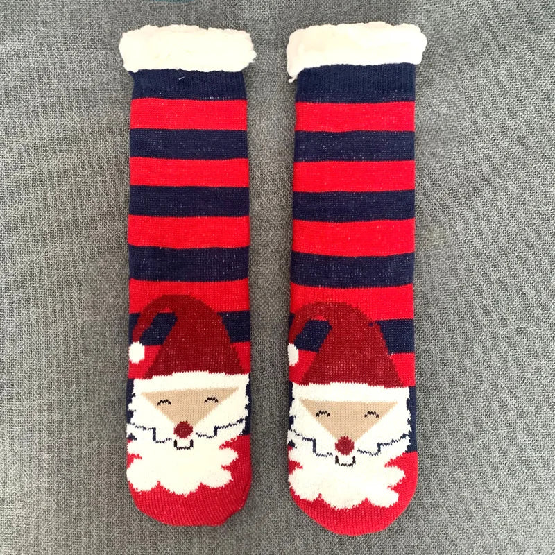 Winter Warm Socks Women penguin Plush Soft Female Non Grip Floor Slippers Short Sock Fuzzy Fluffy Deer Elk Bear Christmas Gift Socks