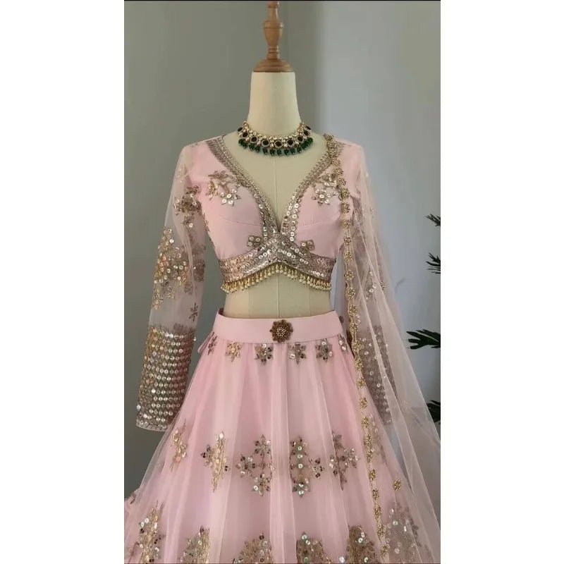 Indian Style Butterfly Net Lehenga Choli with Dupatta for Wedding Wear party lehnga