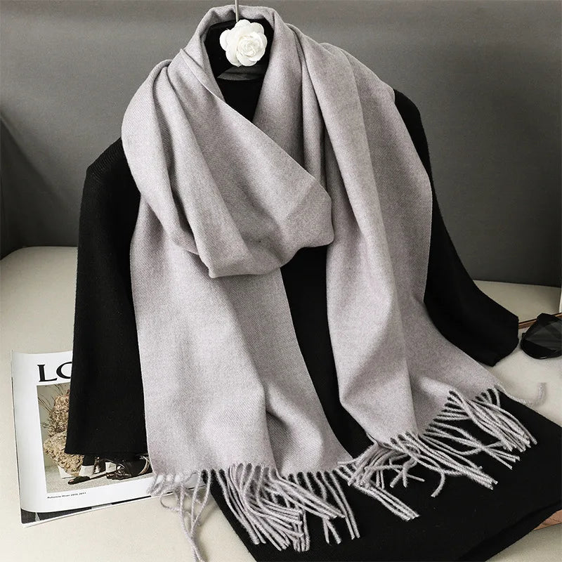 62Color Solid Women Winter Scarf Warm Thicken Cashmere Shawl Outdoor Fashion Luxury Tassels Pashmina Lady Wrap Windproof Scarves scarf and shawl