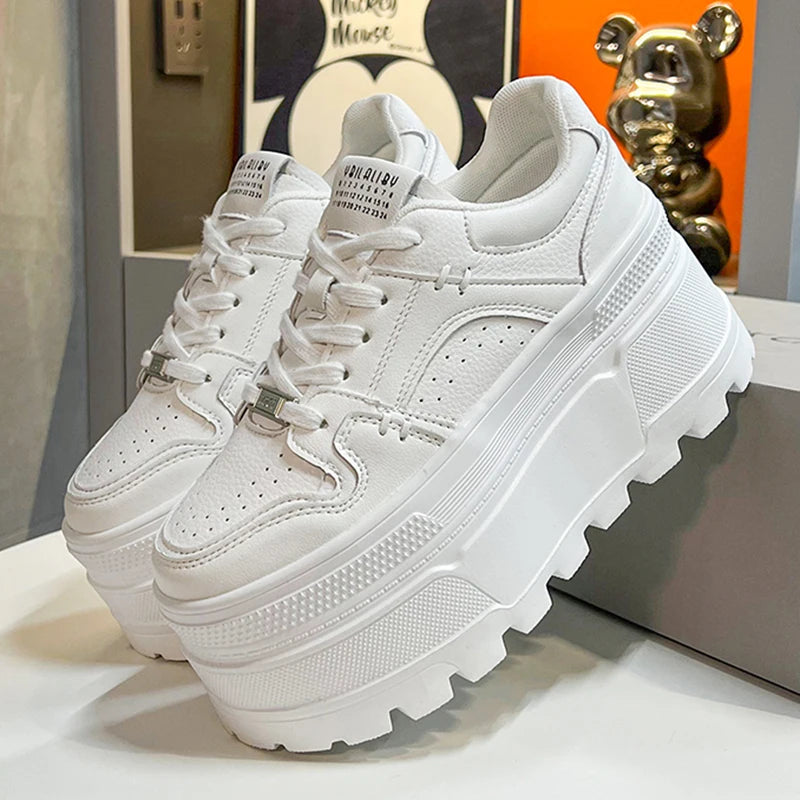 Women 8 CM Platform Sneakers Casual Outdoor Simple Design Skateboard Comfortable Lace Up Sneakers Running Sports Shoes Female 39 casual shoes