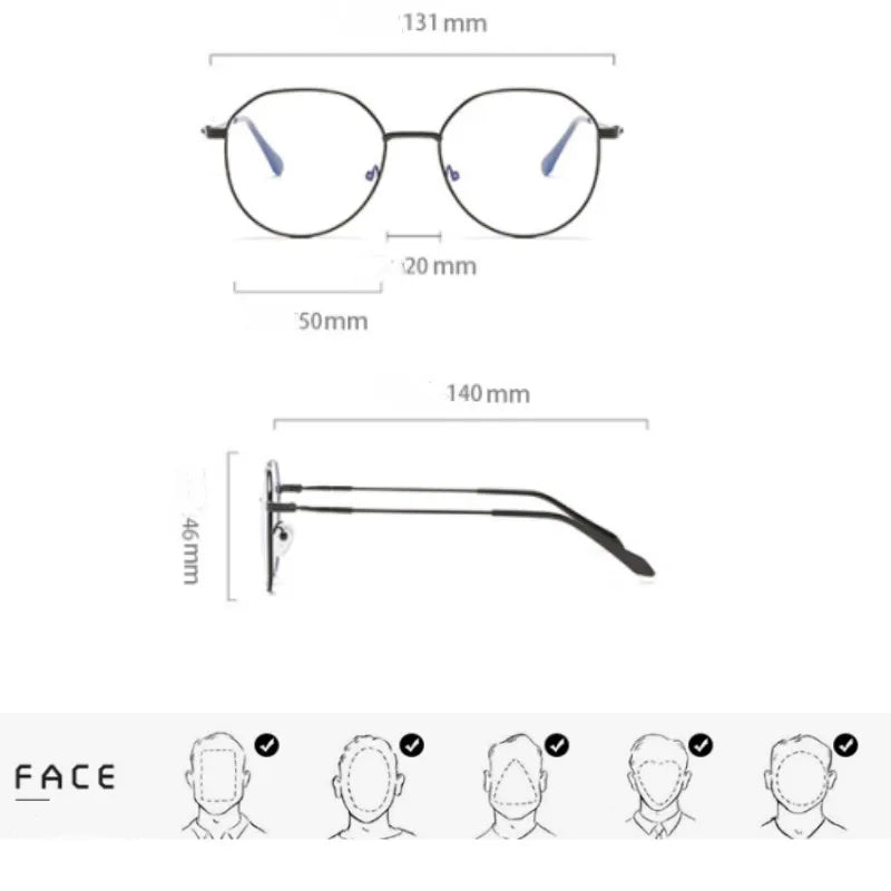 Metal Round Anti Blue Light Glasses Women Men Classic Square Eyeglasses Frames Transparent Computer Glasses Oculos Feminino Glasses