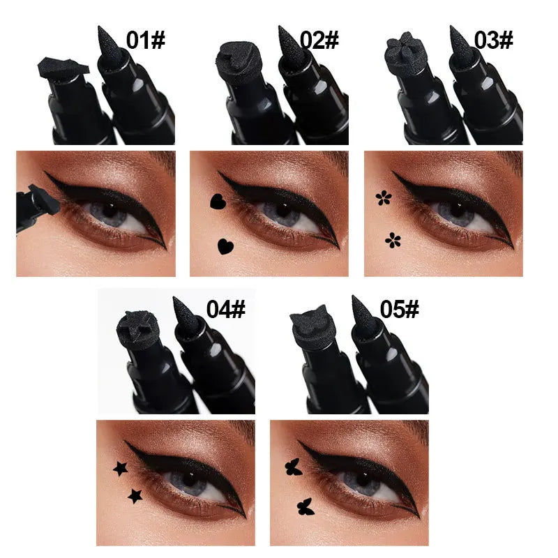 Dragon Ranee Double head Star Seal Eyeliner waterproof non-smudging novice heart plum embellished eye tail eyeliner eyes