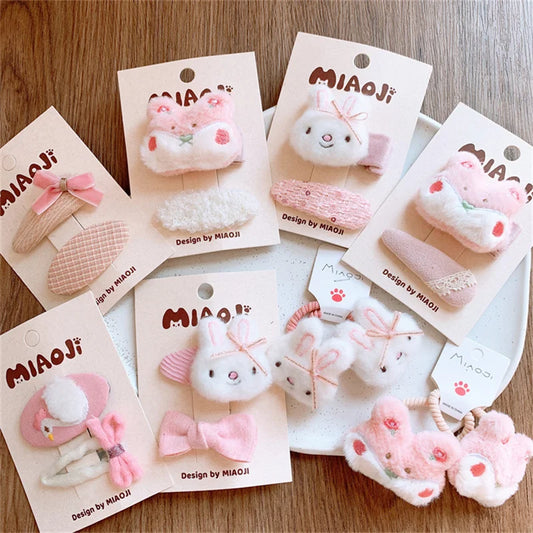 Cute Cartoon Plush Rabbit Princess Hairpins Children Girls Hair Clips Barrettes Accessories Hairclip Headwear Headdress Ornament   hairclips