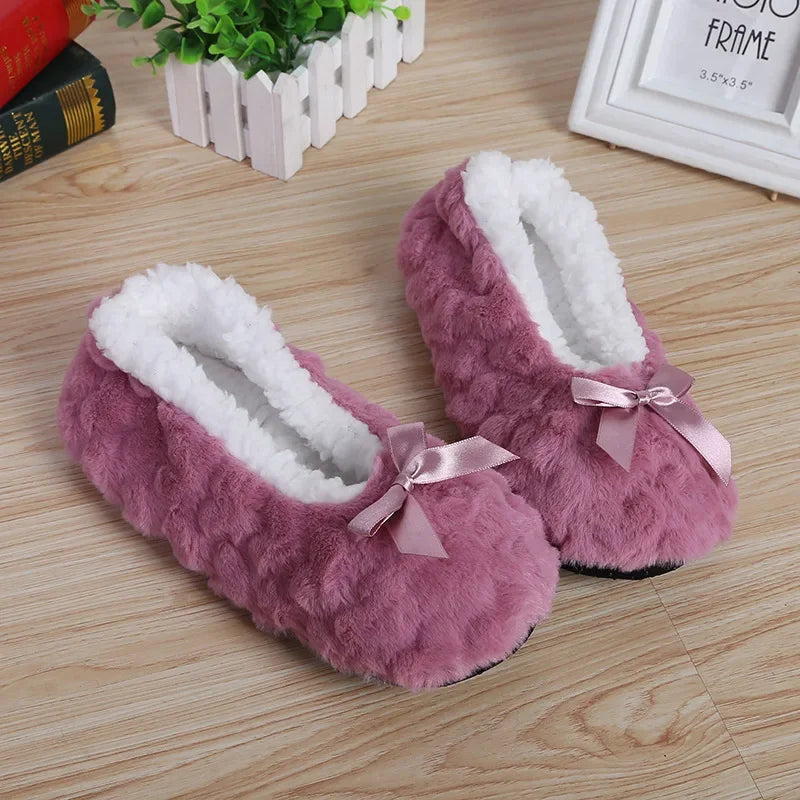 Home Fuzzy Slipper Women Winter Fur Contton Warm Plush Non Slip Grip Indoor Fluffy Lazy Female Mouse Ears Floor Shoe Living room slipper