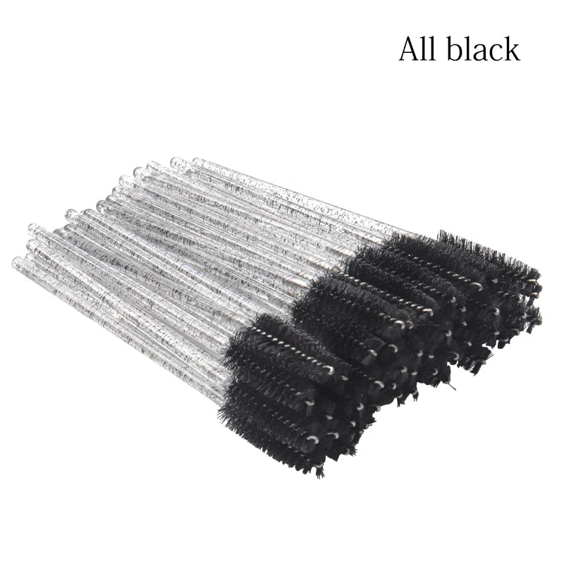 50Pcs Makeup brushes Disposable Crystal Eyebrow brush Diamond Handle Mascara Wand Applicator Eye Lashes Eyelash Extension Tools makeup accessories