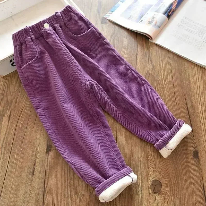 Harem Pants Corduroy Children Outfits Tracksuit Winter Cotton Trousers Kids Outwear pants Boys Girls Casual Warm Loose Pants bottoms girls