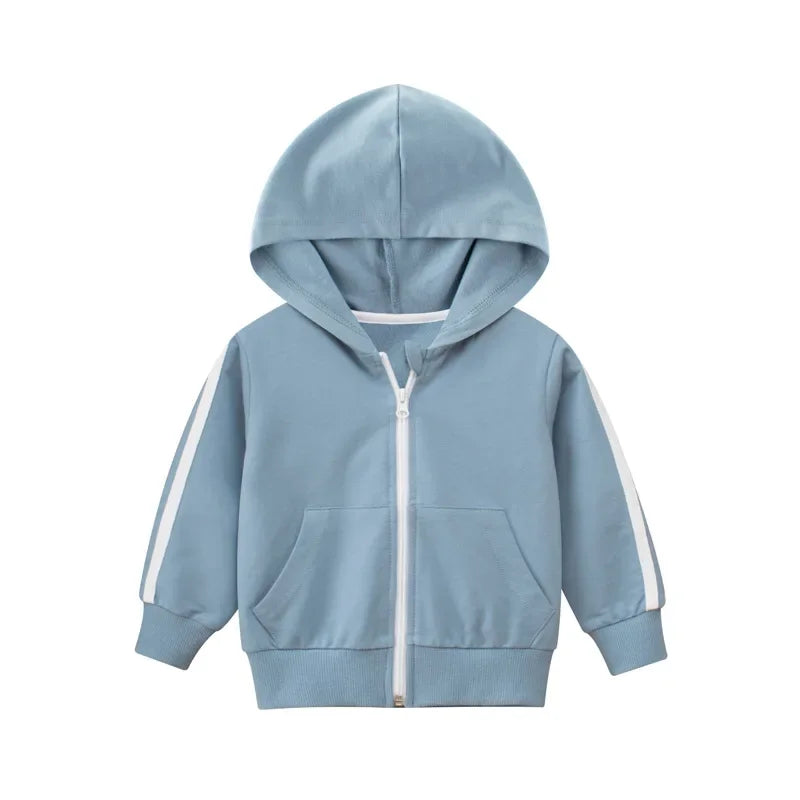 Spring Autumn New Zipper Jackets for Boys Children's Hooded Coat Kids Clothes Cardigan Girls Stripe Long Sleeve Hoodie Tops boys jackets and coats