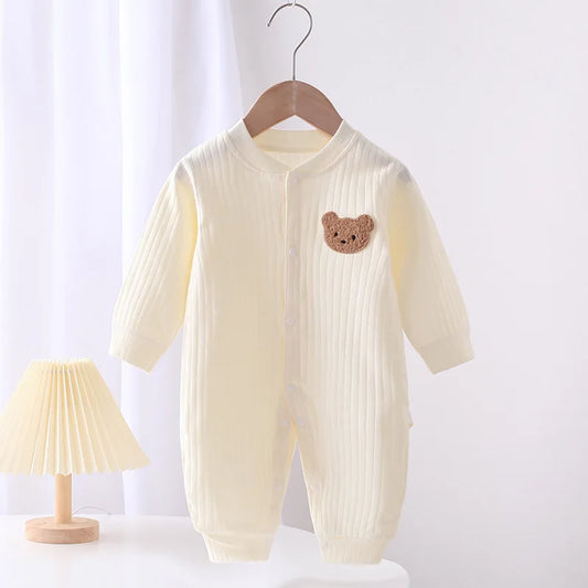 Baby Rompers for Boys Girls Newborn Bodysuit & One Piece Solid Color 100 Cotton 0-24M Long Sleeve Loungewear Outfit infants boys