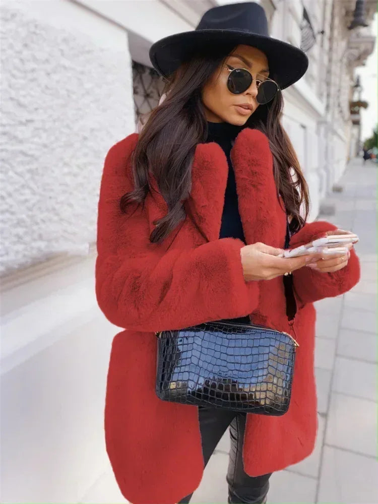 New Fashion  Fur Jackets Clothing Red coat