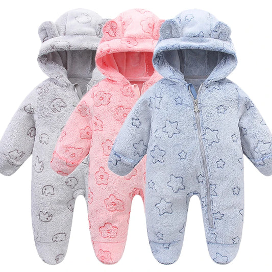 Soft Newborn Baby Clothes Flannel Autumn Winter Baby Boys Girls Jumpsuit Cartoon Newborn Bodysuit Warm Rompers for Babies 0-12M infants boys