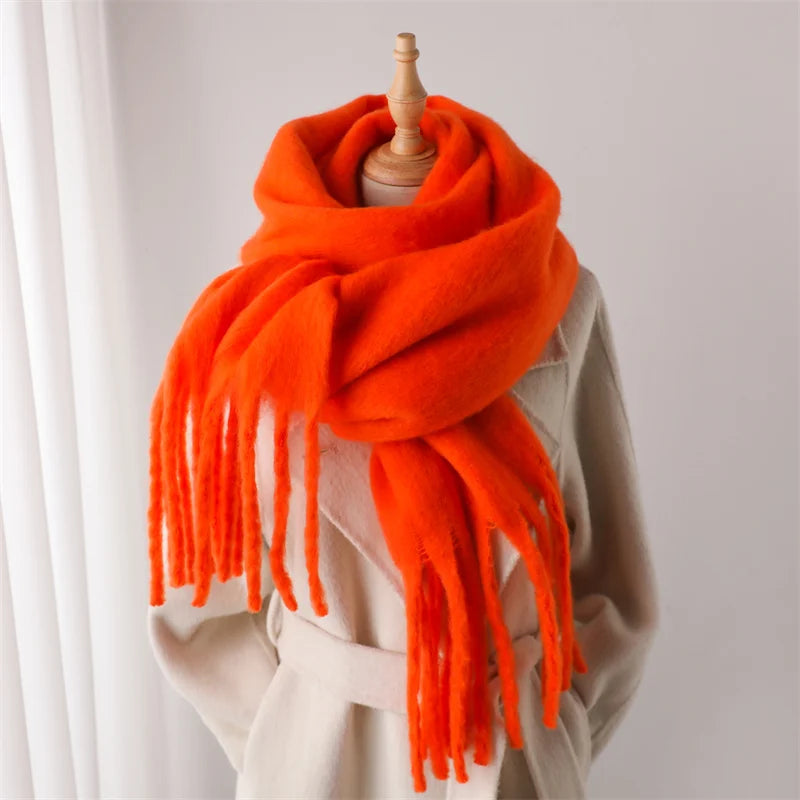 Winter Scarf for Women Cashmere Warm Solid Pashmina Blanket Wraps Female Thick Soft Bufanda Big Tassel Shawl Long Poncho Echarpe scarf and shawl