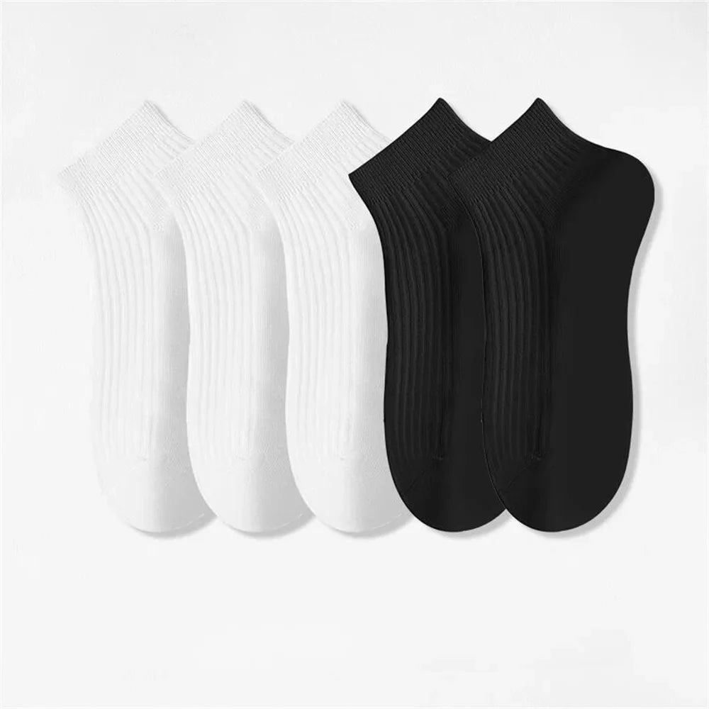 5 Pairs/Pack Ankle Socks Women 100% Cotton Invisible Sweat-absorbing Girls Low Tube Boat Socks EU 36-42 Socks