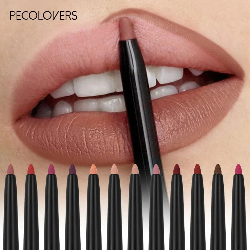 Waterproof Matte Lipliner Pencil Red Contour Tint Lipstick Long Lasting Non-stick Cup Moisturising Lips Makeup 12 Colors lips