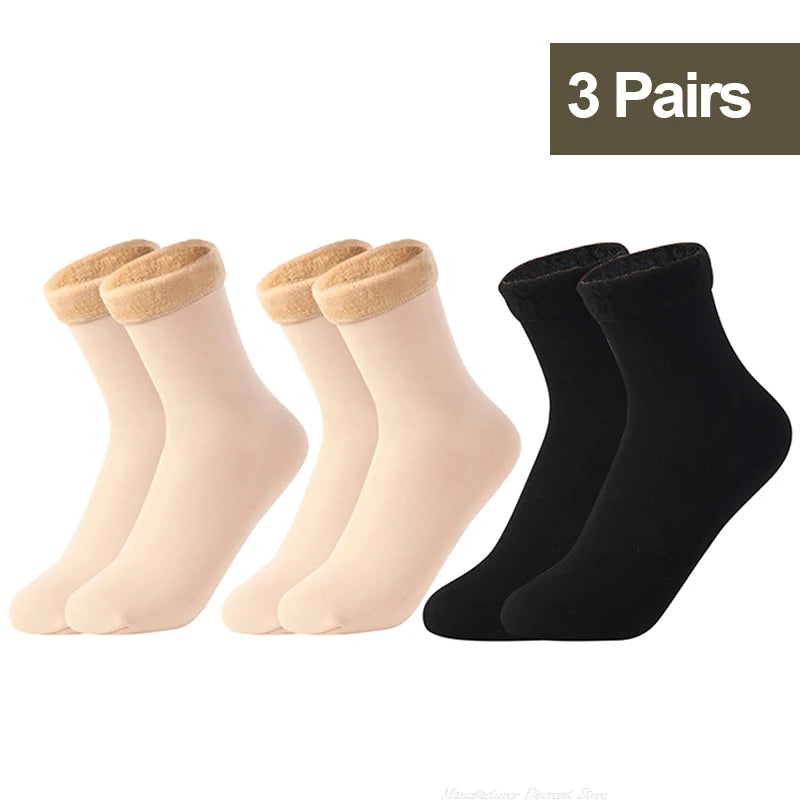 1/2/3/5/10Pairs Thermal Socks Women Winter Warm Thicken Fleece Short Socks Cashmere Wool Socks Snow Velvet Boots Home Floor Wear Socks