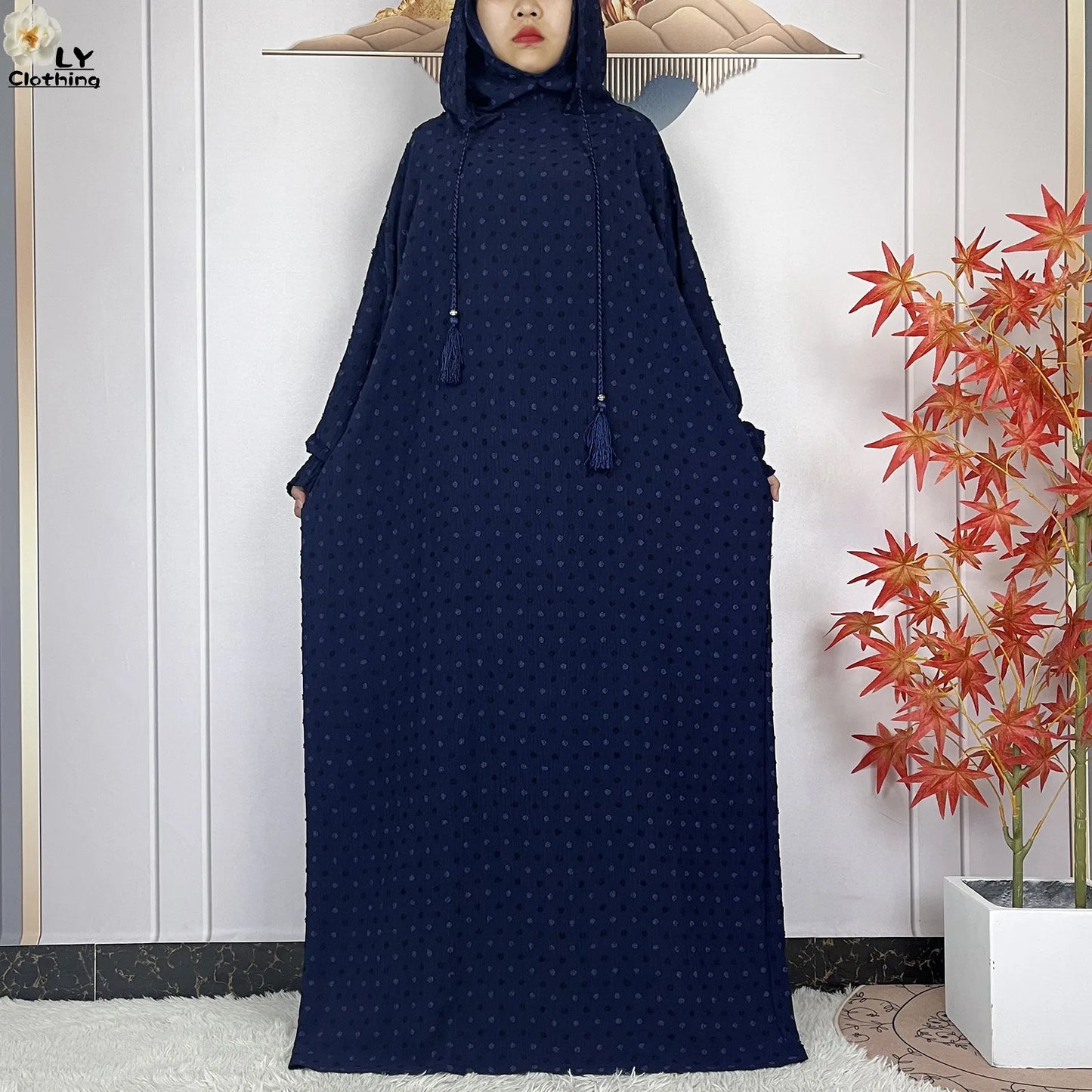 New Pure Cotton Ramadan Muslim Two-Hat Abaya Dubai Turkey Islam Prayer Clothes Loose Robe Islamic Women Traditional Clothing abaya